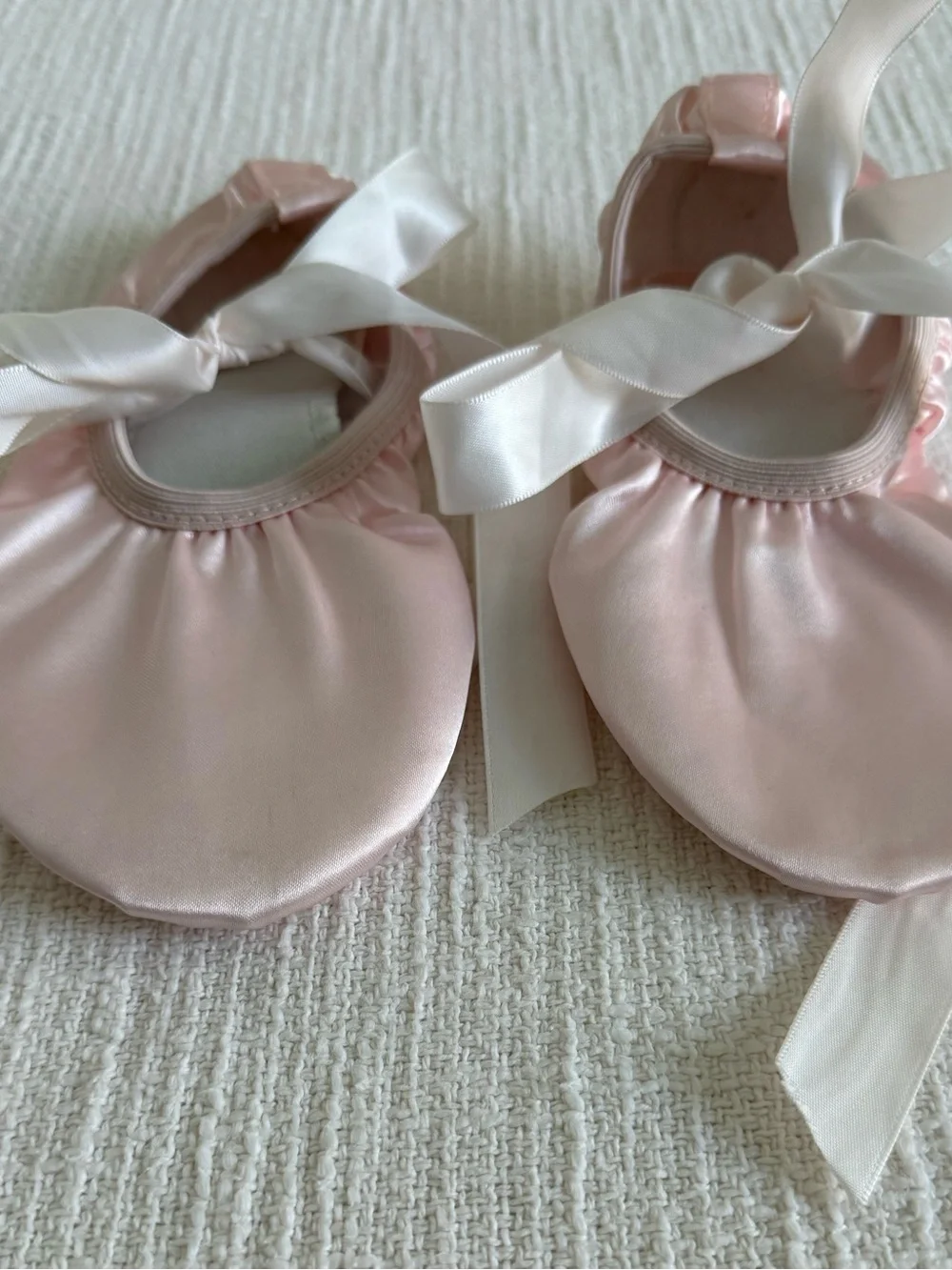 Kids Pink Satin Ballet Flats with Ribbon Tie